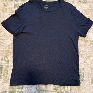 H&M Men's Deep Blue Short Sleeve Tee